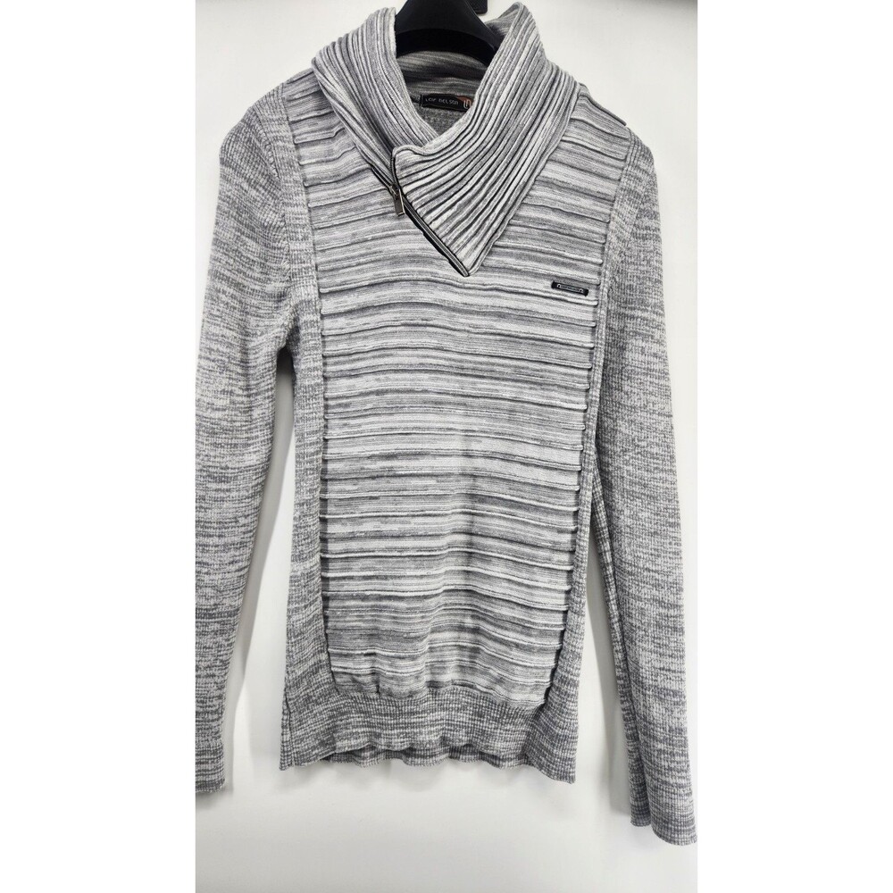 Leif Nelson Men's Medium Grey Premium Knitwear Pullover Sweater